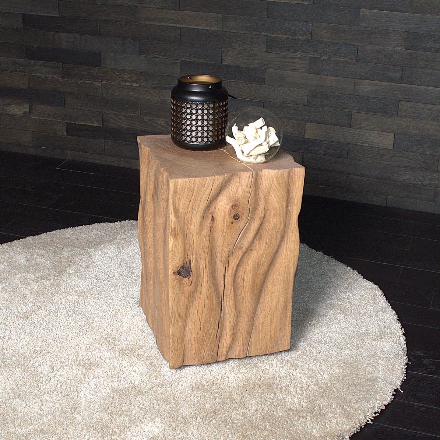 Plot décoratif artisanal en chêne massif 450X300X300mm N°A145