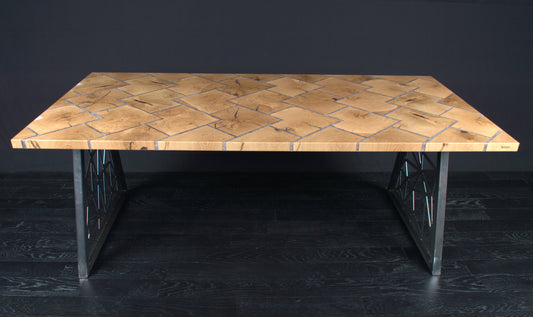 Table chêne " Viking " 2000 x 1000  résine snow white (A054)