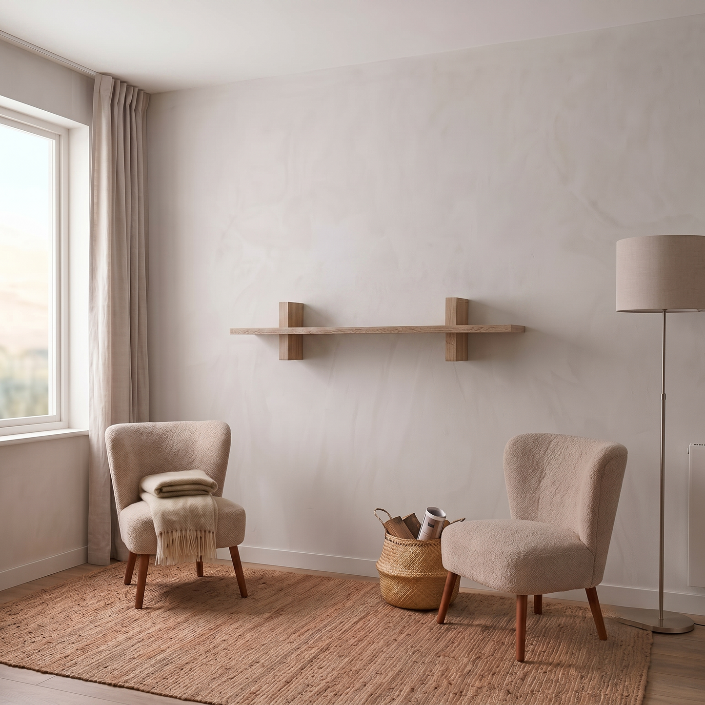 Etagère chêne brut bord Edge Nature 1000X200-250X20mm (N°A177)