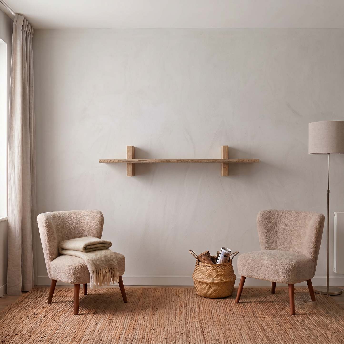 Etagère chêne brut bord Edge Nature 1000X200-250X20mm (N°A177)