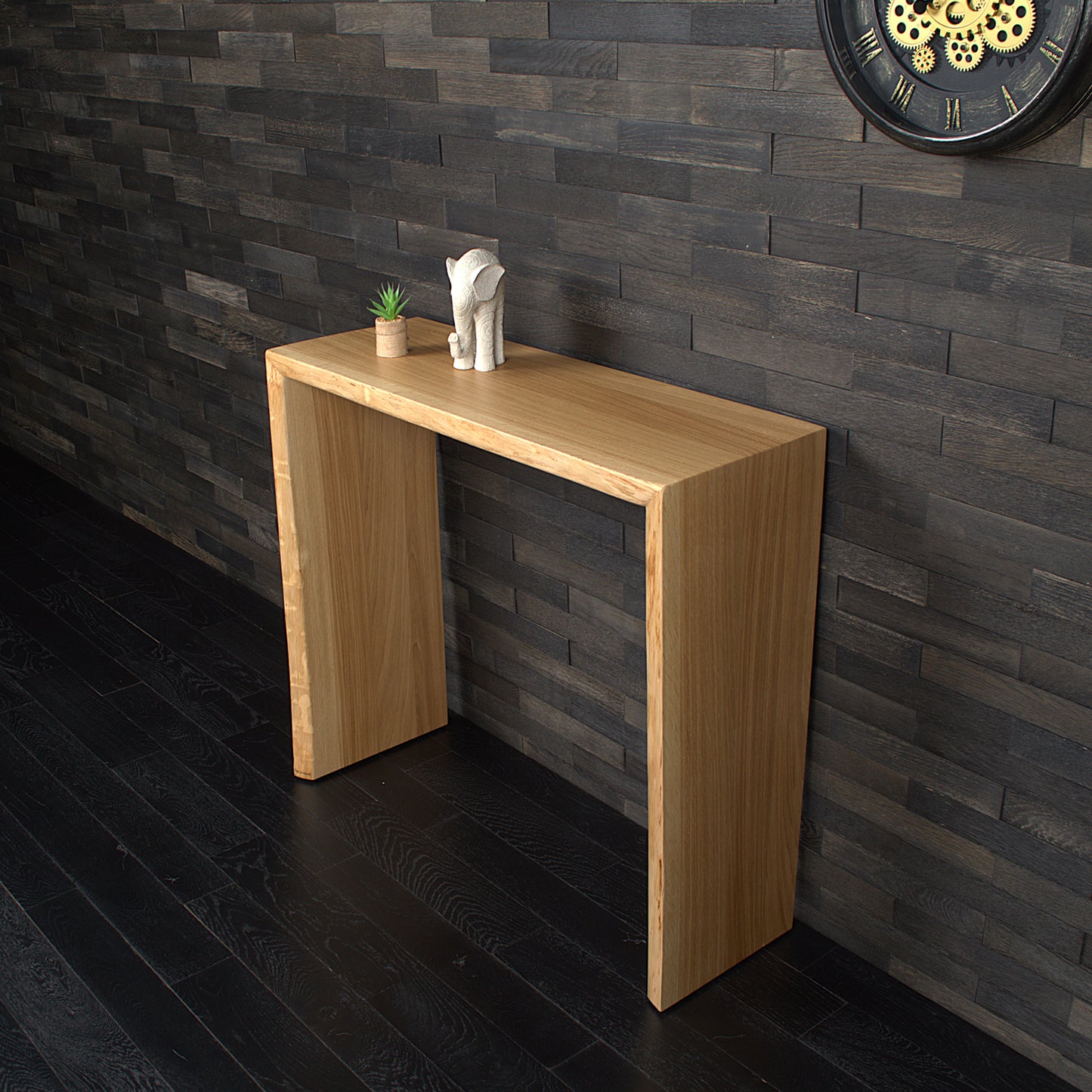 Console murale chêne massif 950X860mm bords nature vernis mat (N°A171)