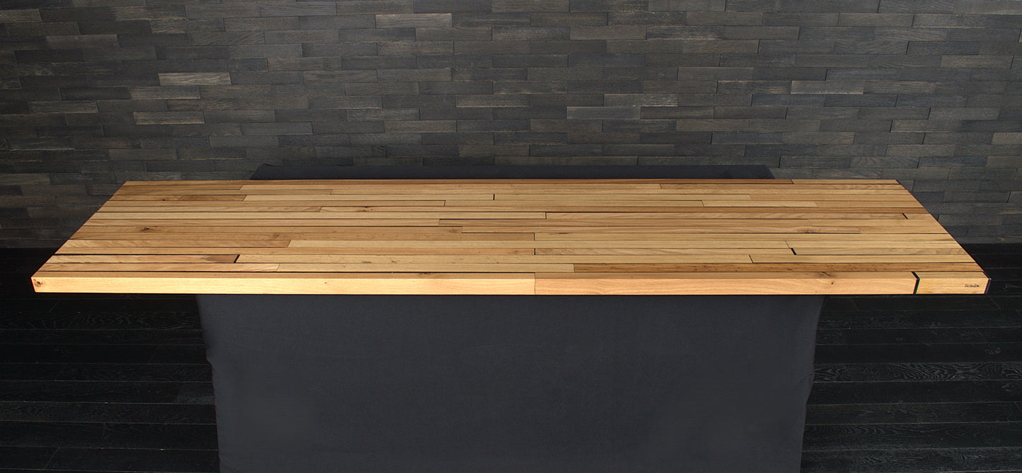 Plan de travail chêne massif résine noir 2400X600mm bords droits vernis mat N°A100